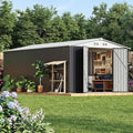 Polar Aurora 10x16 Outdoor Storage Shed, Garden Shed with Updated Frame Structure and Lockable Doors, Metal Tool Sheds for Backyard Garden Patio Lawn, White