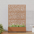 Casaphoria Metal Raised Garden Bed with Trellis and Wheels, 72"x47"x16" Arched Planter Box for Climbing Plants, Vegetables & Vines, Features Drainage Holes and Privacy Screen, Brown-Net
