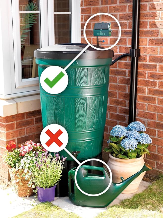 Bosmere Irrigatia Sol-C12 Solar Automatic Watering System for Water Barrels, green