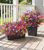 Ivydale Artificial Flowers for Outdoor 24 Bundles Fake Mums with Eucalyptus Leaves UV Resistant Silk Faux Daisy Flower Plant for Outside Home Porch Patio Window Box, 6 Color Mixed