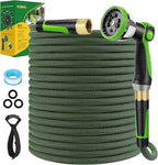 Non-Expandable Garden Hose 50 FT, Lightweight Hose with 10 Function Spray Nozzle, Kink-Free Flexible Water Hose, Durable, Leak-Proof, 360° Swivel Connectors, Portable Storage Strap