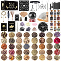 Wiccan Supplies and Tools for Protection, 130Pack Witchcraft Supplies Witchy Gift for Beginners, Dried Herbs, Crystals, Candles, Witch Starter Spell Kit