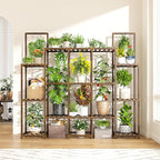 EnHomee Plant Stand Indoor Tall Plant Stand Outdoor Large Wood Plants Shelf with 16-20 Pots for Patio, Living Room, Garden, Balcony, 56.1" Wx47 Hx11.78 D