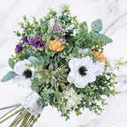 Winlyn 20 Pcs Mixed Artificial Oval Eucalyptus Leaves Bulk with White Seeds Stems and Spray for Vase Floral Wreath Bouquets Wedding Greenery Decoration