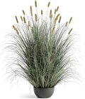 FloraFairy 4ft Onion Grass, Artificial Plant and Greenery, Fake Floor Plants Indoor Outdoor, Potted Faux Green Bristlegrass with Spikes, Large Size Horsetail Reed Grass, House Decorative