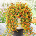 Artificial Hanging Flowers Plants for Outdoor Spring Summer Decoration,2PCS Faux Silk Daisy UV Resistant Look Real for Outside Home Indoor Planter Porch Garden Yard Decor(Yellow Orange)
