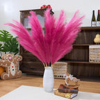 Premium Faux Hot Pink Pampas Grass – Fuchsia 43.3″ 8pcs Tall Fluffy Decor, No Assembly 18-Branch One-Piece Stems for Floor Vase Decor, Luxury Silk-Feel Feather Flowers (8 pcs/110cm)