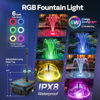 VIVOHOME 900GPH RGB Pond Filter Fountain with 6W LED Lights, 80W Submersible Water Pump with Multi-Stage Filtration for Koi Ponds, Waterfalls, Outdoor Water Features