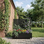 Casaphoria Metal Raised Garden Bed with Trellis and Wheels, 47"x47"x16" Planter Box for Climbing Plants, Vegetables & Vines, Features Drainage Holes and Privacy Screen (Black-Louvered)
