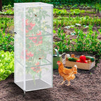 3 Pcs Garden Bird Netting Plant Cover for Square Tomato Cage, 59" x 17.7" Insect Bird Barrier Tomato Cage Net with Zipper & Drawstring, Tomato Trellis Netting Protection Cover for Protecting Plants