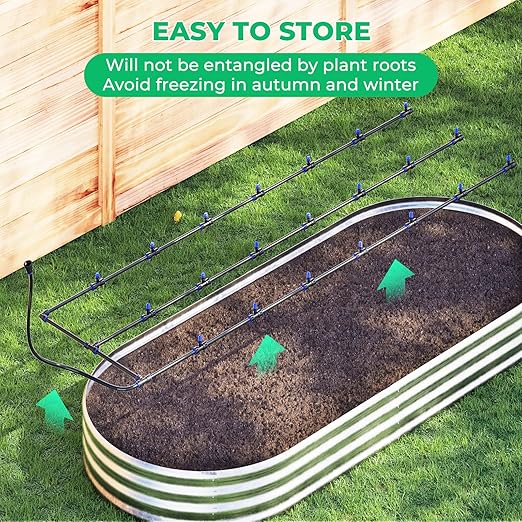 HIRALIY Raised Bed Drip Irrigation Kit Large, DIY Garden Grid Watering System, Garden Irrigation System, for Flower Bed up to 4 x 8FT