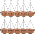 LaLaGreen Hanging Baskets for Plants (10 Pack, 10 Inch) Hanging Planter Outdoor with Coco Liner, Metal Wire Flower Basket Pots Holder Hanger Hook Deck Patio Porch Garden Balcony Outside Decoration