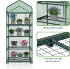 Mini Greenhouse 4-Tier Small Greenhouses for Outdoor Indoor 27"x19"x63" Portable Greenhouse w/ Screen Windows & Waterproof PE Cover Green House for Backyard Balcony Seedling Raising