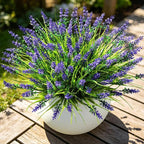 AmyHomie Fake Plants Artificial Flowers for Outdoors – 16 Bundles Fake Lavender Plants & Monkey Grass, UV Resistant Faux Greenery for Patio, Porch, Planter, Garden and Window Decor