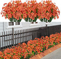 21 Bundles Artificial Outdoor UV Resistant Flowers No Fade Fake Outside Flowers Plastic Greenery Faux Shrubs Garden Porch Window Box Home Decoration (Orange)