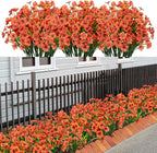 21 Bundles Artificial Outdoor UV Resistant Flowers No Fade Fake Outside Flowers Plastic Greenery Faux Shrubs Garden Porch Window Box Home Decoration (Orange)