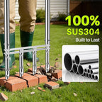 Knee-Friendly Manual Lawn Aerator Tool –Adjustable SUS304 Stainless Steel Core Aerator for Grass, Yard Aeration Tool with 4 Hollow Tines for Lawn Care and Compacted Soil,43.3"-48.5",Silver