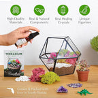 Creations by Nathalie – DIY Large Terrarium Starter Kit with Soil, Moss, Pebbles, Healing Crystal, Tools & Supplies – Terrarium Kit for Adults & Kids, Handcrafted in USA
