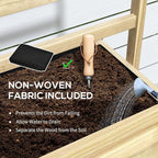 Outsunny Wooden Raised Garden Bed with Trellis, Elevated Planter Box with Storage Shelf, Drainage Holes and Liner, Outdoor Flower Box for Vegetables, Flowers, Herbs