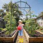 Garden Arch Trellis for Climbing Plants, Adjustable Tunnel Trellis 7.4FT Tall & 5.7 FT Depth, Metal Plant Support Garden Trellis Arch for Outdoor Climbing Vine,Vegetable, Fruit, Flower