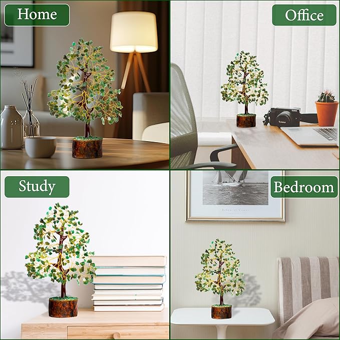 Green Jade Crystal Tree of Life for Luck & Prosperity Decor for Home and Office | Handmade Bonsai for Wealth & Balance and Good Fortune | Perfect Well-Being Gift for Loved Ones