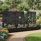 Casaphoria Metal Raised Garden Bed with Trellis and Wheels, 72"x47"x16" Planter Box for Climbing Plants, Vegetables & Vines, Features Drainage Holes and Privacy Screen (Black-Louver)