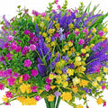24pcs Artificial Fake Flowers, UV Resistant Faux Flowers Arrangement, Fake Plants Greenery Shrubs for Indoor Outdoors, Home Garden Patio, Porch, Hanging Planter, Window Box Farmhouse (Multi-color 1)