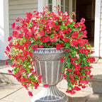 HyeFlora Artificial Flowers for Outdoors Fake Hanging Decoration, 2Pcs Hotpink Spring Decor, Realistic Plants, UV & Fading Resistant Silk Flower for Porch Patio Balcony Planter Yard