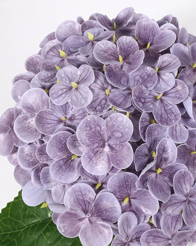 DuHouse 3Pcs Large Hydrangea Artificial Flowers,20 inch Latex Real Touch Hydrangeas Lifelike Hydrangea Flower for Home Wedding Bouquets Centerpieces Party Living Room Decoration(Light Purple)