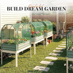 King Bird Large Raised Garden Bed with Netting Galvanized Elevated Planter Box with Legs 48×24×56 in for Backyard, Patio, Balcony, 400lb Capacity, Beige