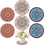 Nuanchu 6 Pcs 7.87" Boho Plant Pot Mat Large Rubber Absorbent House Non Slip Pot Indoor Plant Coasters Round Pad Gardening Outdoor Flower Protect Mat for Table Desk Floor