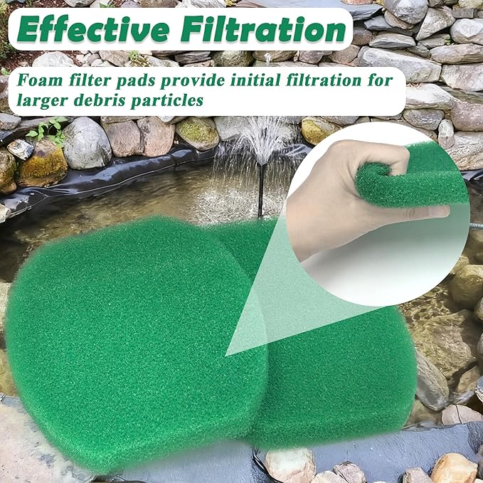 NEWKE 16 Pack Filter Media Set for Aquagarden Suitable for Inpond 5in1 200 Gallon Model, Pond Filter White Floss & Foam Filter Pads & Ceramic Rings