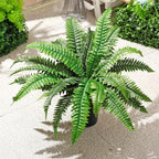 Fake Ferns Potted Plant, Artificial Boston Ferns in Pot, 24 Leaves for Outdoors & Indoor Faux Boston Bush Plant Artificial Greenery Patio Garden Farmhouse Windowsill Porch Home Decor