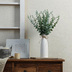 Vase with Greenery,20pcs Artificial Eucalyptus Stems in White Vase 2 Packs, Boho Home Decor Plant, 19" Decorative Fake Plants for Home Farmhouse Mantle Centerpiece Decor