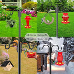 Gtongoko Double Shepherds Hook for Outdoor, 108 Inch Heavy Duty Bird Feeder Pole 3/4 Inch Thick Garden Hooks for Hanging Hummingbird Feeder, Plant Baskets, Solar Light Lanterns, 1 Pack