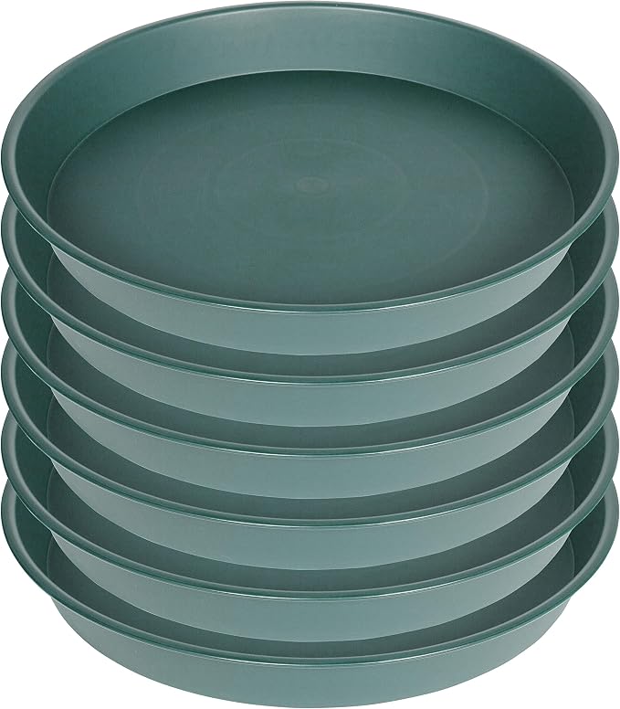 2 Pack of 20 21 inch Plant Saucer Round, Deep Plant Saucers for Pots, Heavy Duty Plastic Plant Drip Tray for Indoors Outdoor, Bird Bath Bowls, Plant Trays for Planter 19-22" (21 inch, Green)
