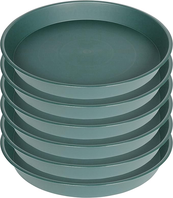 2 Pack of 10 inch Plant Saucer Gray, Heavy Duty Plastic Plant Saucer 10 inch Round, Durable Plant Tray for Pots, Plant Saucers for Indoors, Plant Trays for Planter 9"/10" (10", Green)