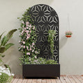 Casaphoria Metal Raised Garden Bed with Trellis and Wheels, 72"x35"x16" Arched Planter Box for Climbing Plants, Vegetables & Vines, Features Drainage Holes and Privacy Screen (Black-Star)