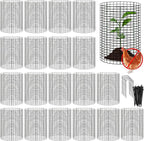 YEXEXINM 20 Pack 12" H X 4" D Wire Small Plant Protector from Animals, 20 Pcs Small Metal Plant Cage Chicken Wire Cloche with Ground Stakes and Nylon Tie to Keep Animals Out Garden Protection