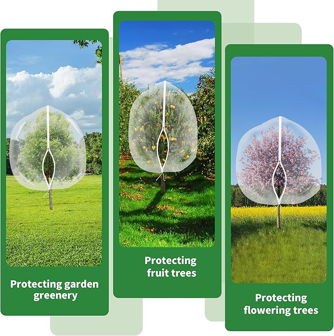 Large Garden Mesh Netting with Zipper and Drawstring,Plants Cover Protection from Anti Birds,Bugs,Cicadas,and Insects-Pest Barrier Bag for Blueberry Bushes,Tomatoes,Citrus,Fruit Tree