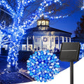 Minetom Solar Christmas Lights Outdoor Waterproof - 40FT 100 LED With 8 Modes - Decoration for Outside House, Tree, Party, Yard - Blue & Pure White
