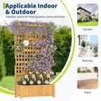 72"h Large Raised Garden Bed with Trellis & Roof, Outdoor Wooden Planter Box for Vine Climbing Plants, Flowers & Vegetables, Freestanding Horticulture Planter with Drainage Holes for Patio Yard Balcon