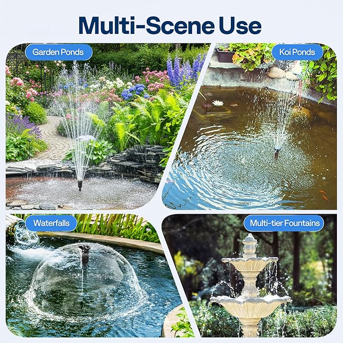 VIVOHOME 900GPH RGB Pond Filter Fountain with 6W LED Lights, 80W Submersible Water Pump with Multi-Stage Filtration for Koi Ponds, Waterfalls, Outdoor Water Features