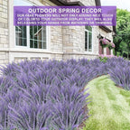 TURNMEON 10 Bundles Artificial Lavender Flowers for Outdoors Summer Decor,UV Resistant Fake Flowers Plants Flocked Faux Plastic Shrubs Wedding Bouquet Window Box Table Home Cemetery Decor(Gray Purple)