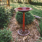 Backyard Expressions Outdoor Garden Bird Bath - Red - Weather Resistant Polyresin - 27 Inch