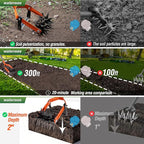 Walensee Rotary Cultivator Garden Tool, Adjustable Long Handle Hand Tiller with Star-Shaped Rolling Tines, 2-in-1 Weeder & Soil Aerator for Lawn Care, Reseeding Grass, Soil Mixing, Manual Yard Tiller