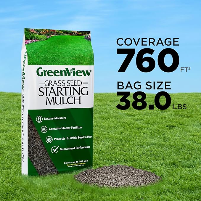 GreenView Grass Seed Starting Mulch – Ideal for Newly seeded lawns and Bare Spots - 38 lb. Bag - Covers 760 sq. ft.