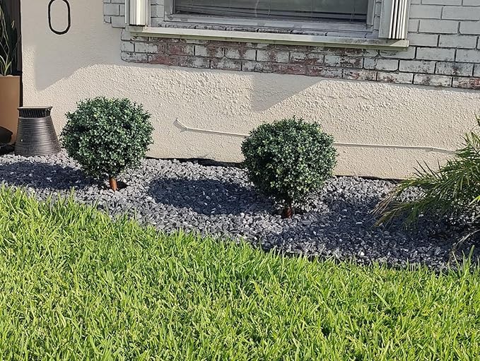 kyesyes Artificial Boxwood Ball Bush 27" Tree BLONYUVC UV Resistance Rated with Spike. Easy to Push in The Ground.Plant Looks Great in a Planter Anywhere. Indoor/Outdoor Decor 4 Pack