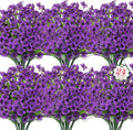Roberly 24 Bundles Artificial Flowers for Outdoors UV Resistant Silk Fake Flowers Faux Plastic Plants for Porch Garden Window Box Indoor Outdoor Spring Summer Home Farmhouse Decor, Purple