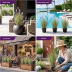Artificial Plants Indoor Tall Grass Plants with Lilac Flower 35.4In Tall Artificial Ornamental Grass Green Onions Outdoor Fake Plants with Black Pot Home Office Decorative (1 Pack,Purple)